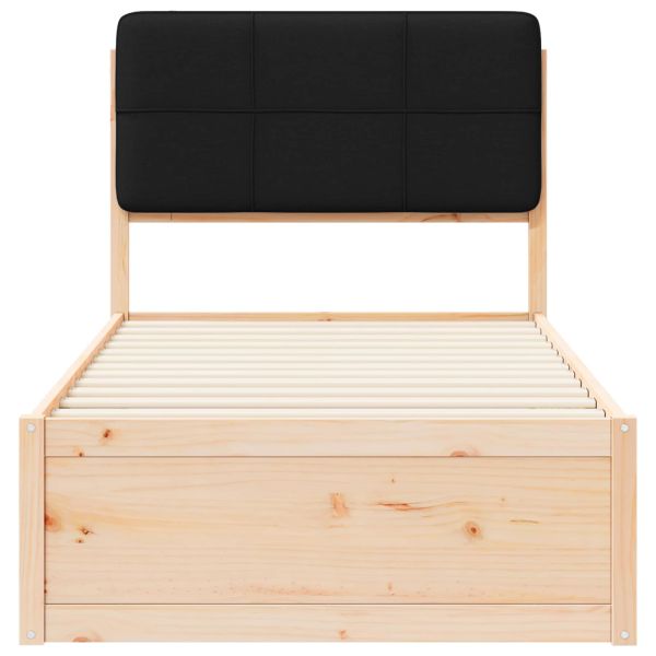 Леглова рамка с тапицирана гръбна част Черно 100 x 200 cm
