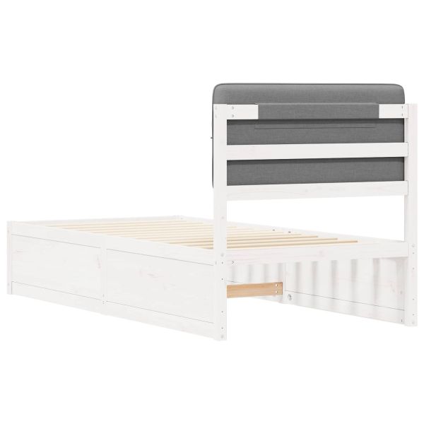 Леглова рамка с тапицирана гръбна част Светлосиво 100 x 200 cm