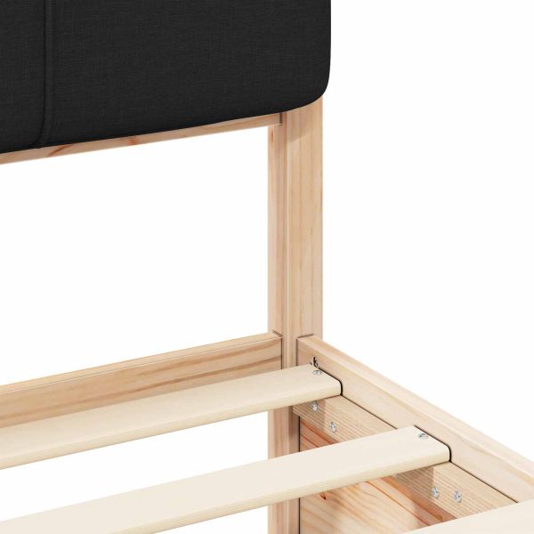 Леглова рамка с тапицирана гръбна част Черно 90 x 200 cm