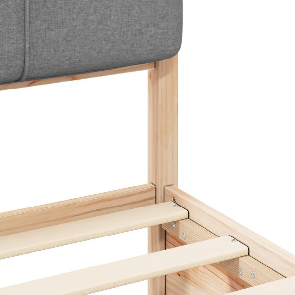 Леглова рамка с тапицирана гръбна част Светлосиво 90 x 190 cm