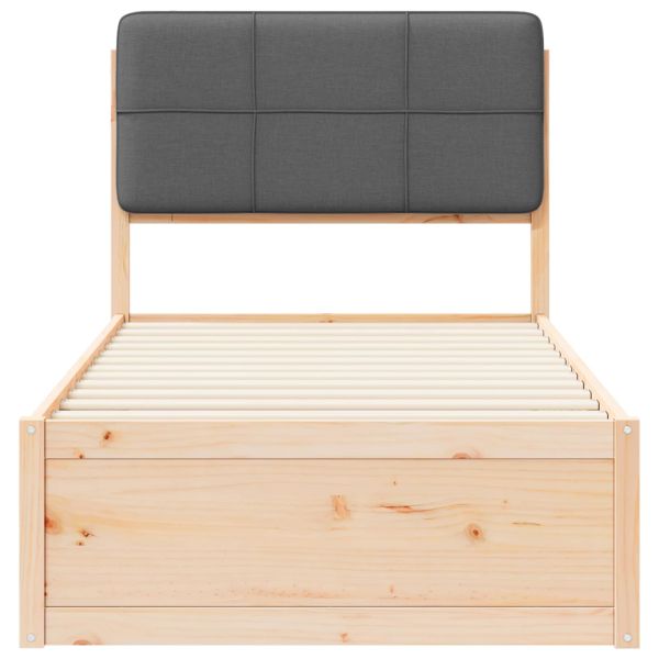 Леглова рамка с тапицирана гръбна част Тъмен сив 90 x 190 cm