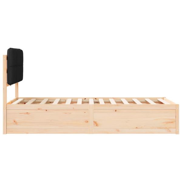 Леглова рамка с тапицирана гръбна част Черно 90 x 190 cm