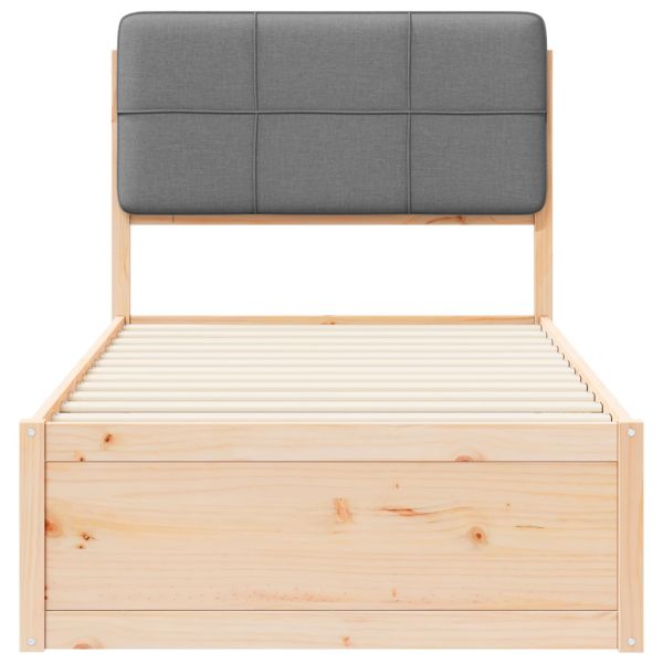 Леглова рамка с тапицирана гръбна част Светлосиво 75 x 190 cm