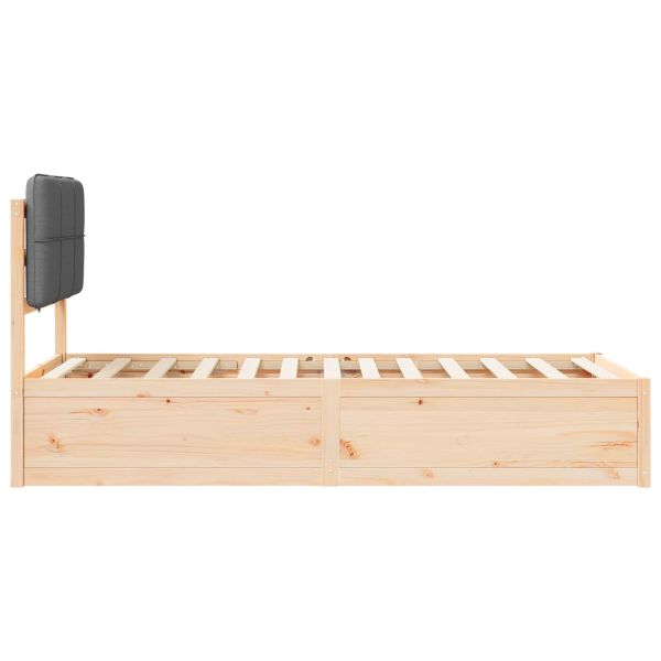 Леглова рамка с тапицирана гръбна част Тъмен сив 75 x 190 cm