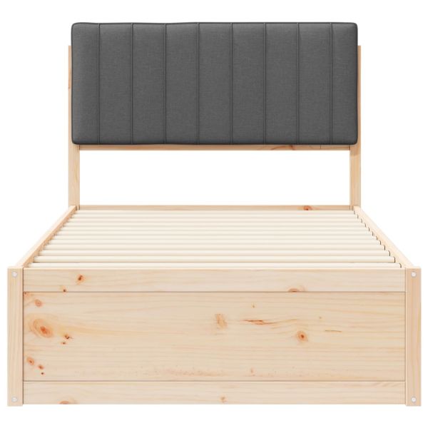 Леглова рамка с тапицирана гръбна част Тъмен сив 100 x 200 cm