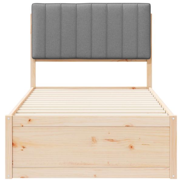 Леглова рамка с тапицирана гръбна част Светлосиво 90 x 200 cm