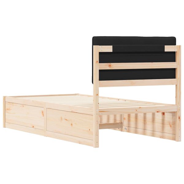 Леглова рамка с тапицирана гръбна част Черно 90 x 200 cm