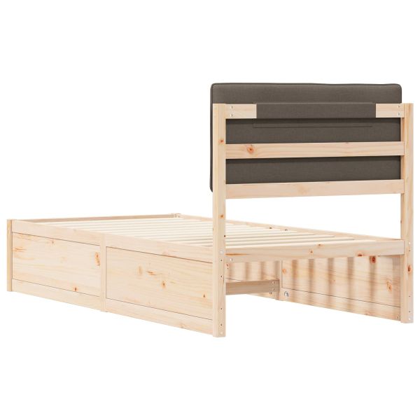 Леглова рамка с тапицирана гръбна част Таупе 90 x 200 cm