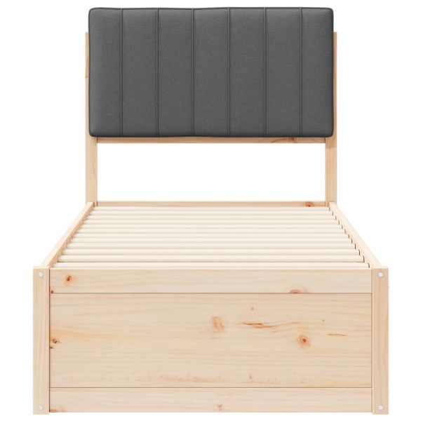 Леглова рамка с тапицирана гръбна част Тъмен сив 80 x 200 cm