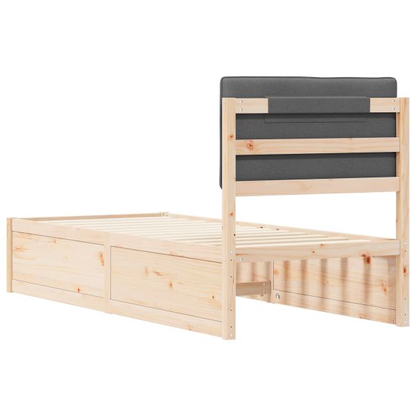 Леглова рамка с тапицирана гръбна част Тъмен сив 80 x 200 cm