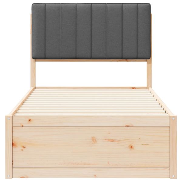 Леглова рамка с тапицирана гръбна част Тъмен сив 90 x 190 cm