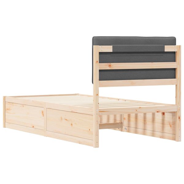 Леглова рамка с тапицирана гръбна част Тъмен сив 90 x 190 cm