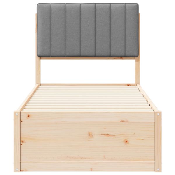 Леглова рамка с тапицирана гръбна част Светлосиво 75 x 190 cm