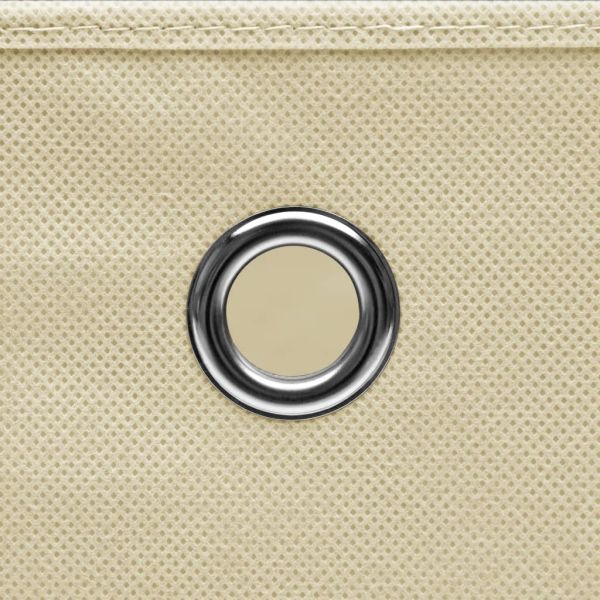 Кутии за съхранение с капаци 4 бр кремави 32x32x32 см плат