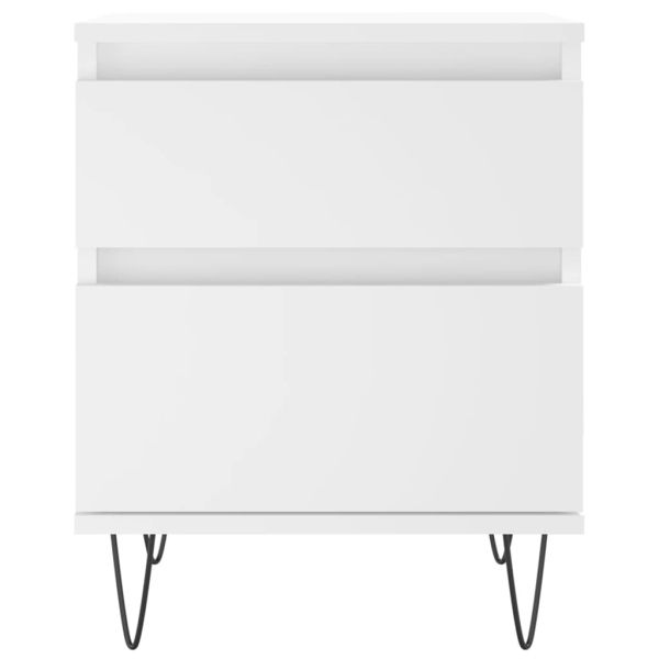 Нощни шкафчета, 2 бр, бели, 40x35x50 см, инженерно дърво