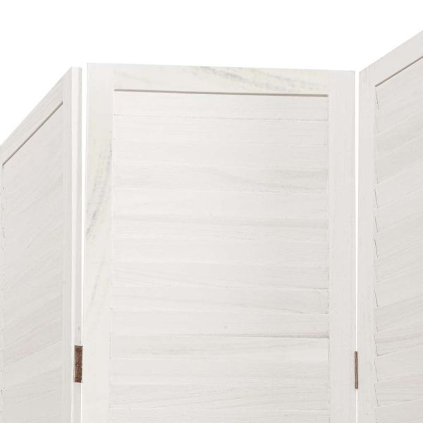 Разделител за стая, 4 панела, бял, дърво пауловния масив