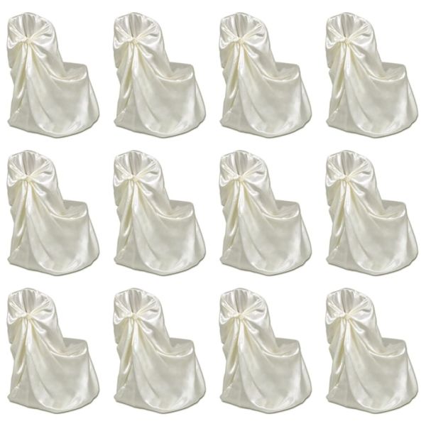Сватбени калъфи за столове, 12 бр, кремави