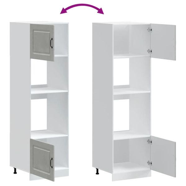 Шкафове за фурна, 2 бр. "Kalmar", бетонно сиви, инженерно дърво