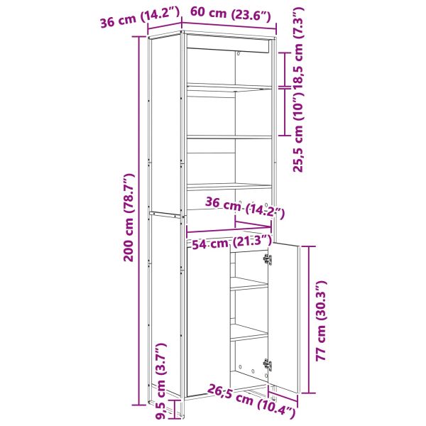 Високи шкафове 2 pcs Дъб Артизан 60 x 36 x 300 см