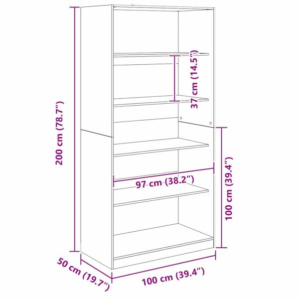 Гардероб с рафт Черния дъб 100 x 50 x 200 см Инженерно дърво