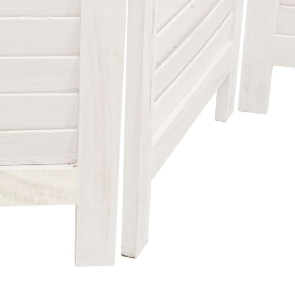 Разделител за стая, 4 панела, бял, дърво пауловния масив