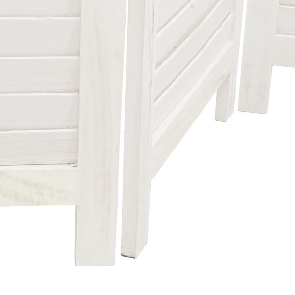 Разделител за стая, 6 панела, бял, дърво пауловния масив