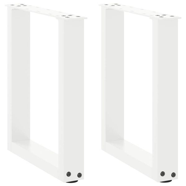 Крака за масичка за кафе, U-образни, 2 бр., бели, 28 x (42-43) см, стомана