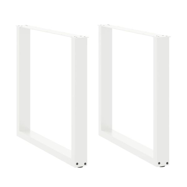 Крака за трапезна маса, U-образни, 2 бр., бели, 90x(72-73) см, стомана