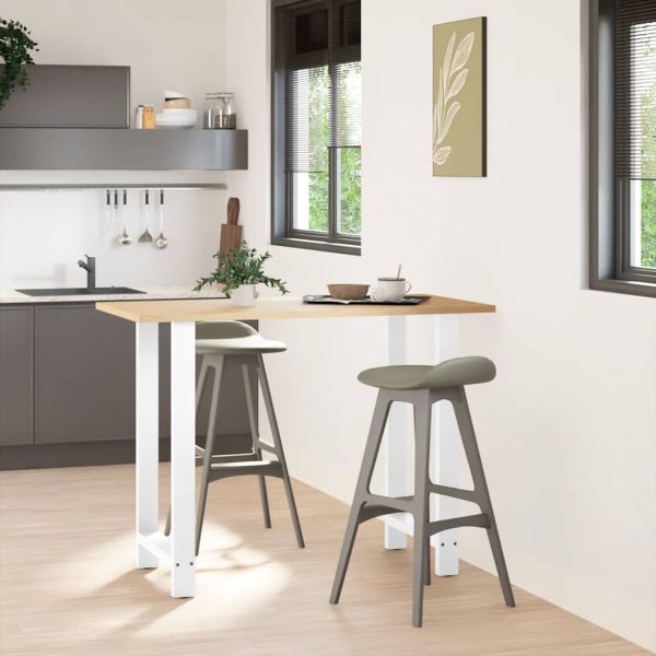 Крака за бар маса, бели, 2 бр., 60 x (100-101) см, стомана