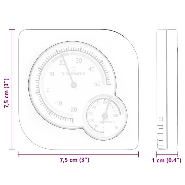 Термохигрометър Бяло 7,5 x 7,5 x 1,2 см ABS