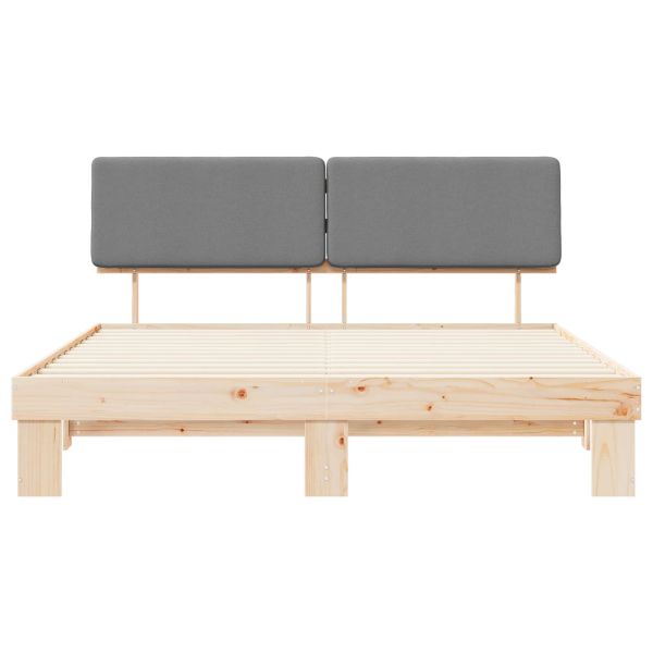 Леглова рамка с тапицирана гръбна част Светлосиво 200 x 200 cm