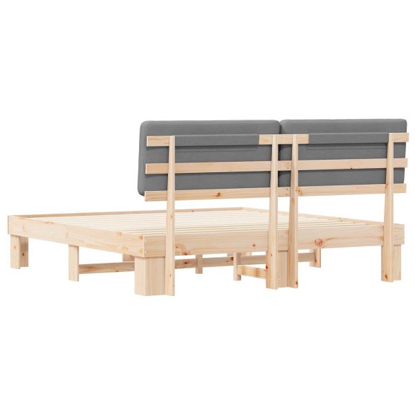 Леглова рамка с тапицирана гръбна част Светлосиво 200 x 200 cm