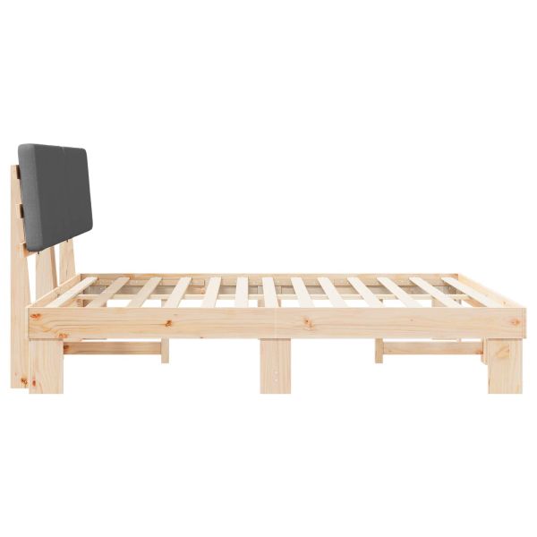 Леглова рамка с тапицирана гръбна част Тъмен сив 200 x 200 cm