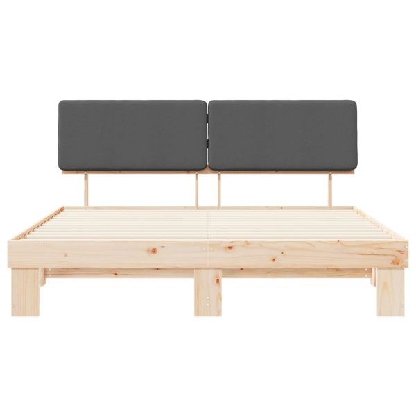 Леглова рамка с тапицирана гръбна част Тъмен сив 200 x 200 cm