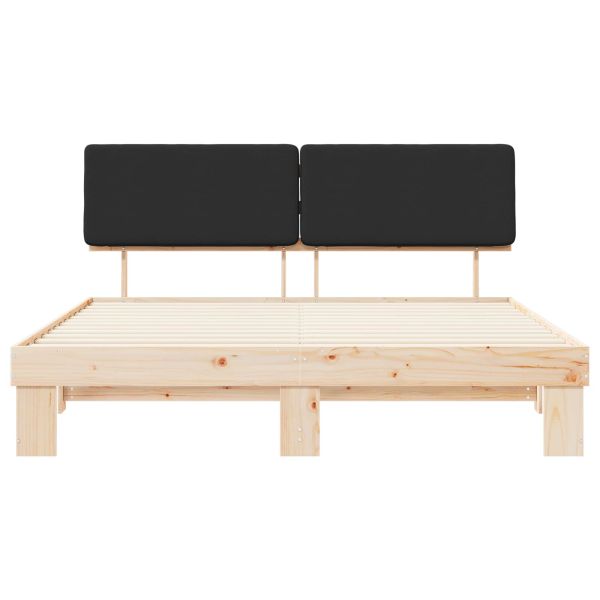 Леглова рамка с тапицирана гръбна част Черно 200 x 200 cm