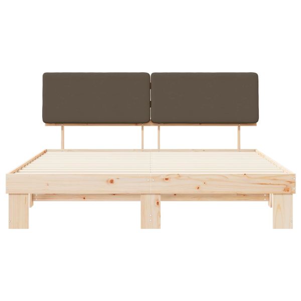 Леглова рамка с тапицирана гръбна част Таупе 200 x 200 cm