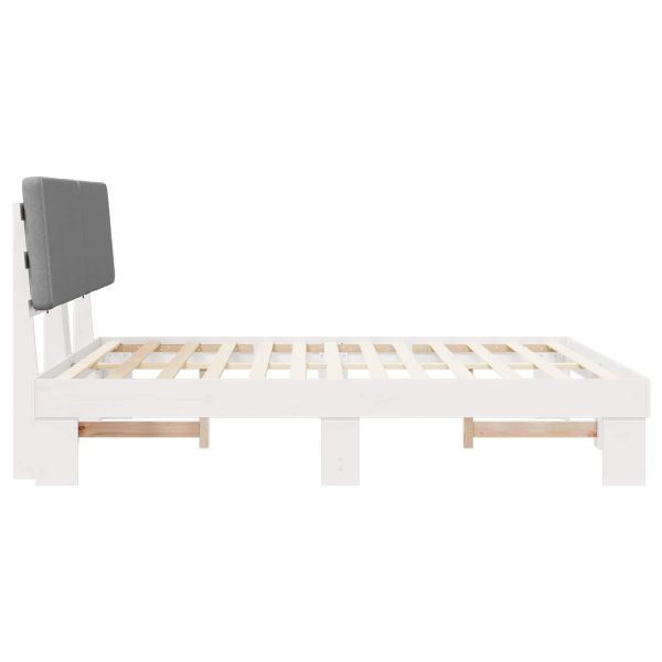 Леглова рамка с тапицирана гръбна част Светлосиво 200 x 200 cm