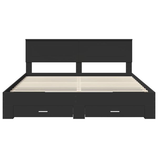 Рамка за легло Черен и сребрист 200 x 200 cm Инженерно дърво