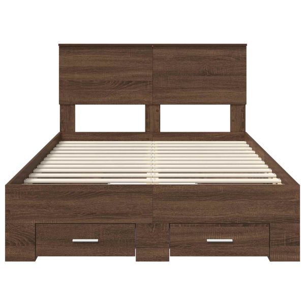 Рамка за легло Кафяв дъб и сребро 135 x 190 cm Инженерно дърво