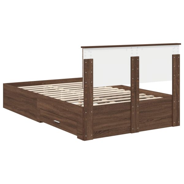 Рамка за легло Кафяв дъб и сребро 135 x 190 cm Инженерно дърво