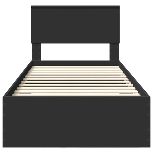 Рамка за легло Черен и сребрист 75 x 190 cm Инженерно дърво