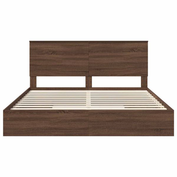 Легло с място за съхранение с таблото Кафяв дъб 200 x 200 cm