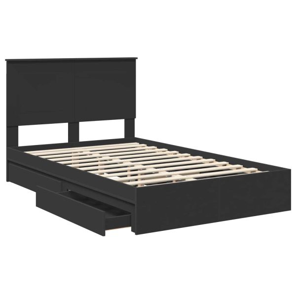 Легло с място за съхранение Черно 135 x 190 cm Инженерно дърво