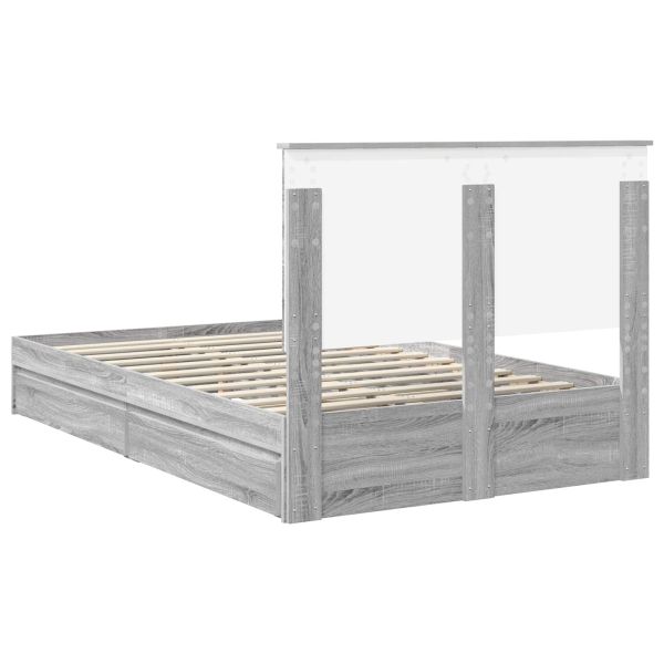 Легло с място за съхранение с таблото Сив Сонома 120 x 200 cm