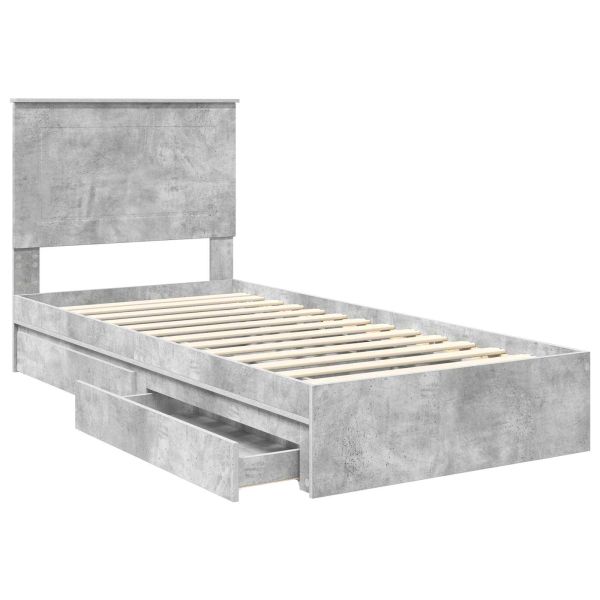 Легло с място за съхранение Циментено сиво 100 x 200 cm