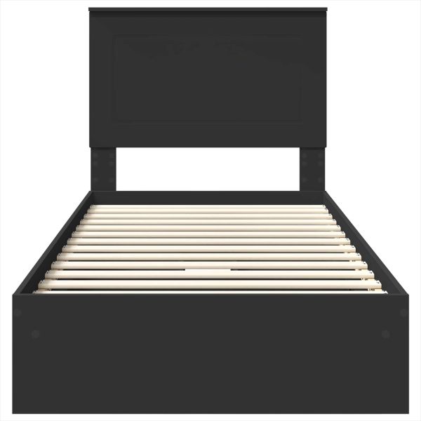 Легло с място за съхранение Черно 90 x 190 cm Инженерно дърво