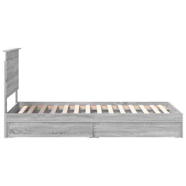 Легло с място за съхранение с таблото Сив Сонома 75 x 190 cm