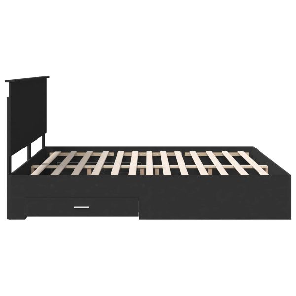 Рамка за легло Черен и сребрист 200 x 200 cm Инженерно дърво