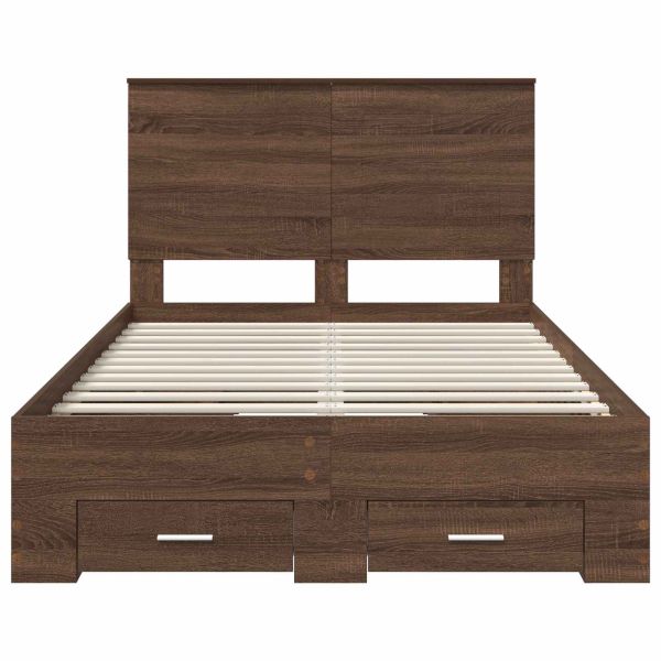 Рамка за легло Кафяв дъб и сребро 135 x 190 cm Инженерно дърво