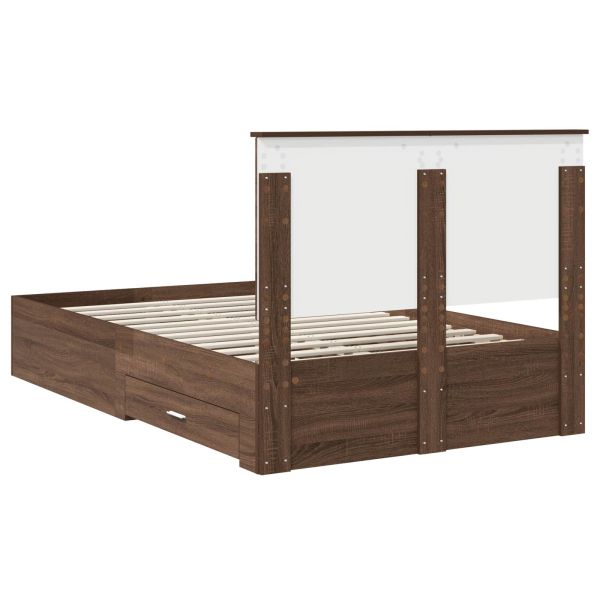 Рамка за легло Кафяв дъб и сребро 135 x 190 cm Инженерно дърво